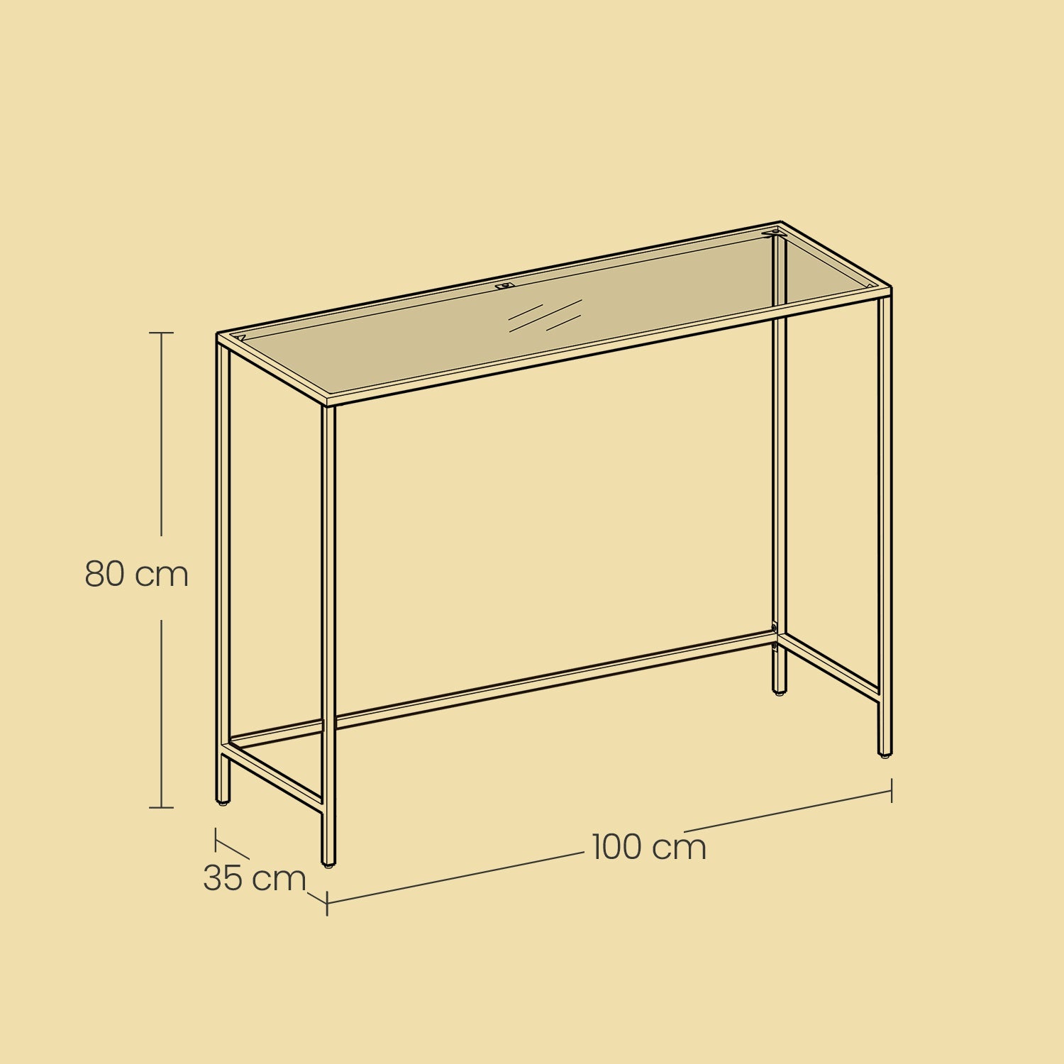 Console Table – Tempered Glass – Gold – Sturdy Metal Frame with Adjustable Feet