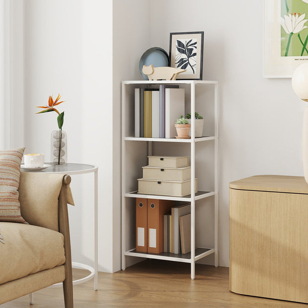4-Tier Bookshelf – Tempered Glass – Clear – Easy Assembly for Bedroom and Bathroom