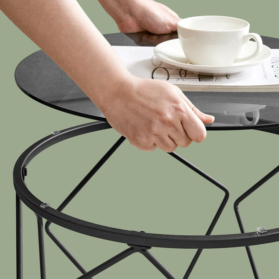 Round Coffee Table Set – Steel – Modern – Removable Tabletop