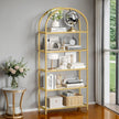 5-Tier Tempered Glass Shelving Unit – Steel Frame – Gold – Versatile Storage for Living Room, Study, or Bathroom