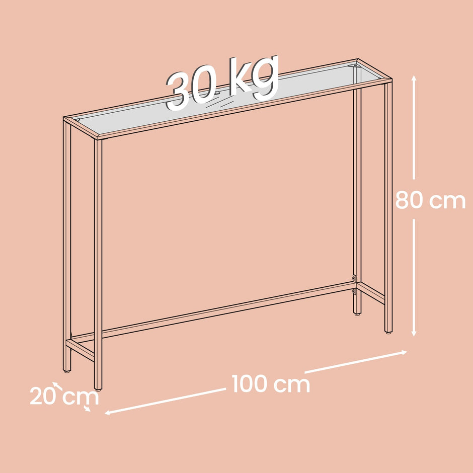 Console Table – Tempered Glass – Gold – Modern Design with Adjustable Feet