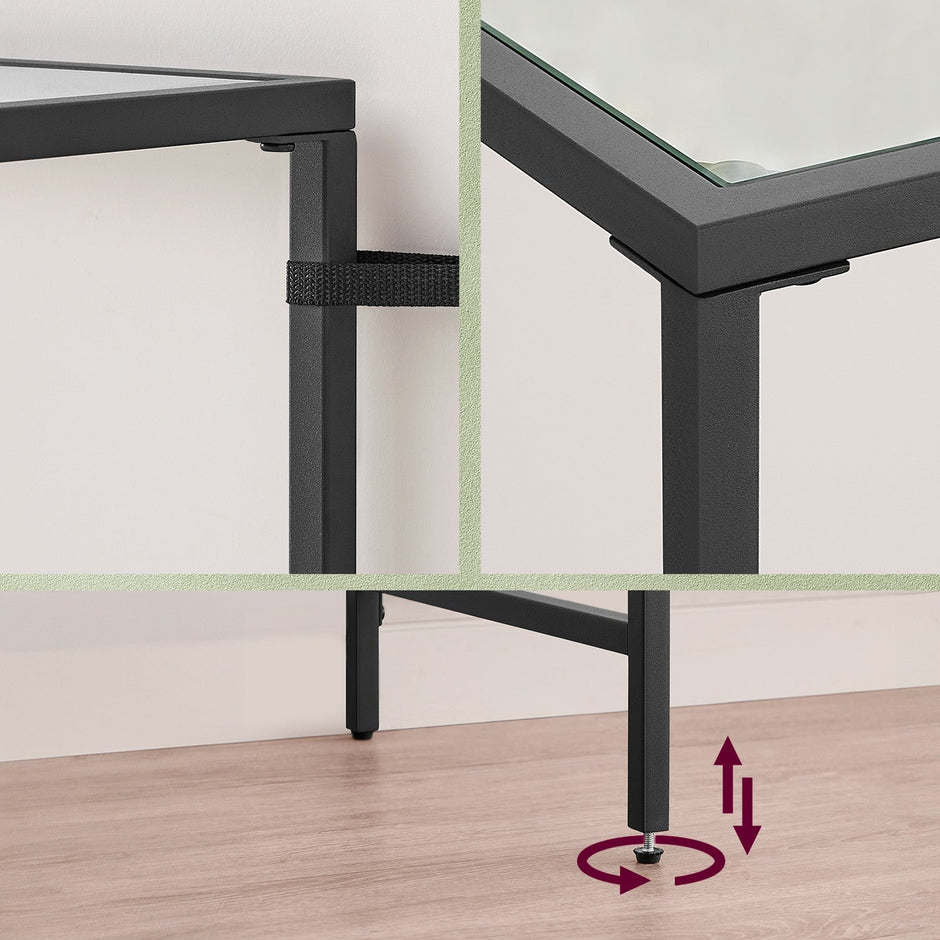 Entryway Table – Tempered Glass – Black – Easy Assembly with Adjustable Feet