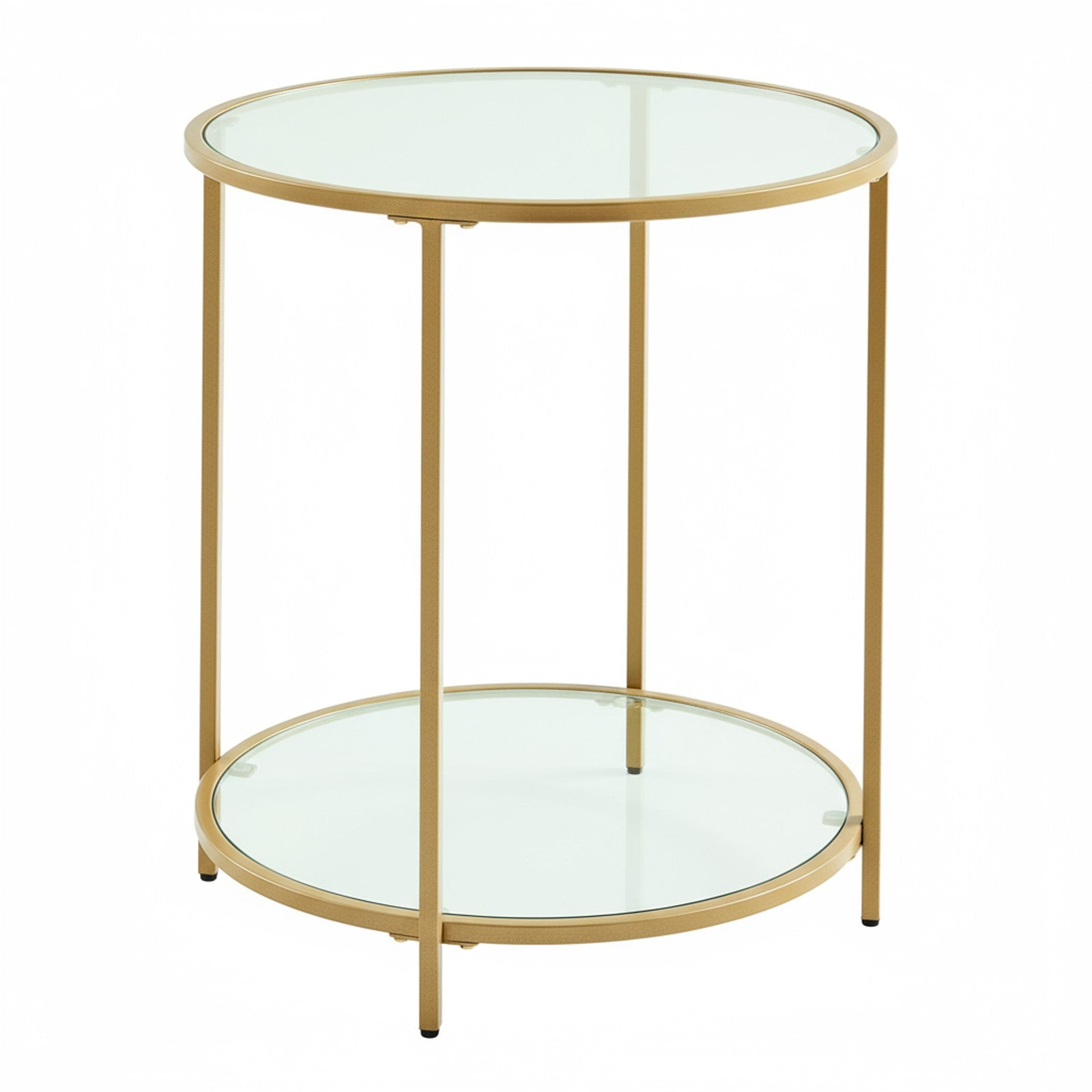 Round End Table – Tempered Glass – Gold – Robust Metal Frame