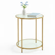 Round End Table – Tempered Glass – Gold – Robust Metal Frame