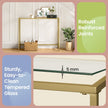 Modern Console Table – Tempered Glass – Gold – Sturdy Metal Frame with Adjustable Feet