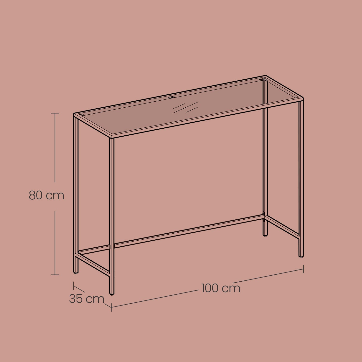Modern Console Table – Tempered Glass – Gold – Sturdy Metal Frame with Adjustable Feet