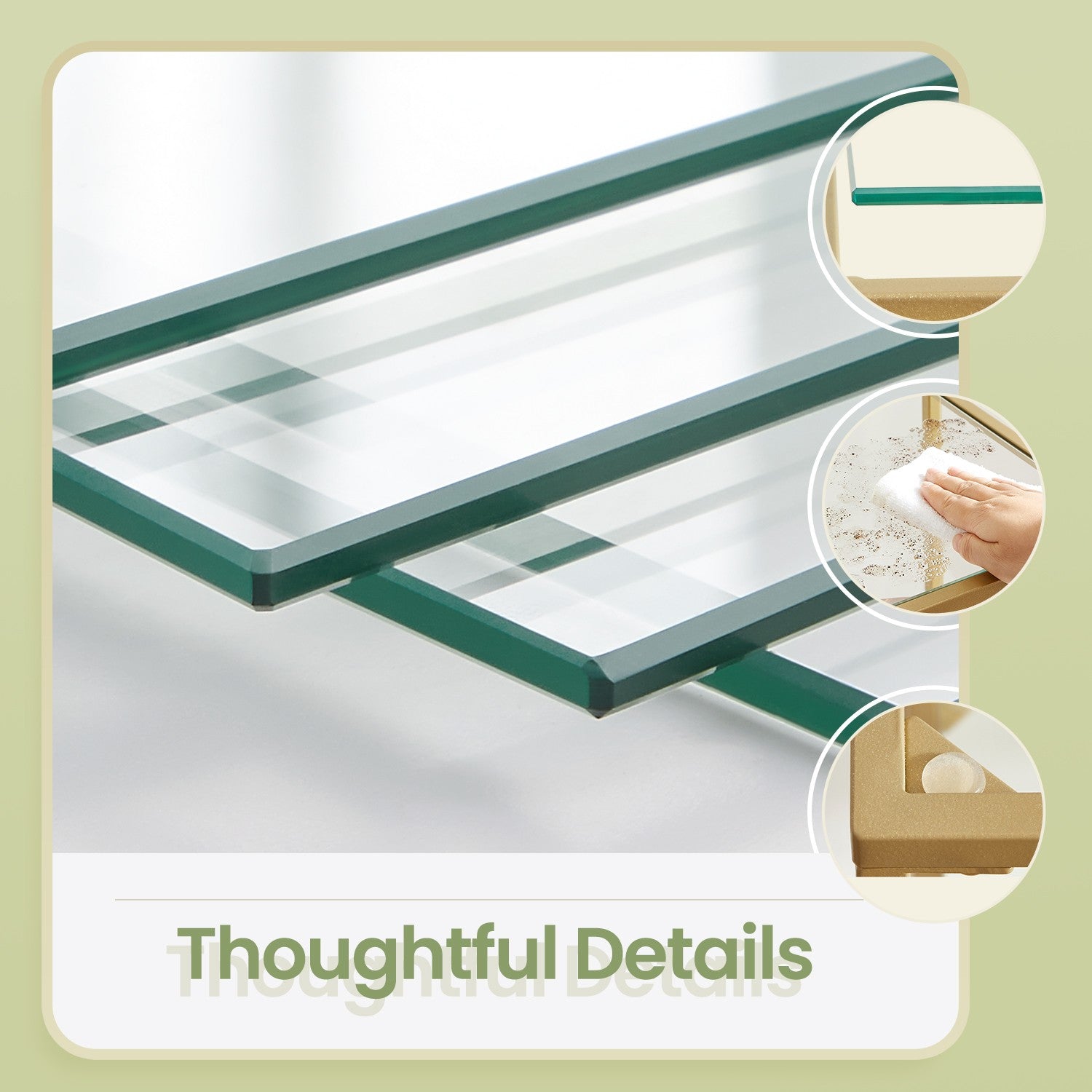 5-Tier Storage Rack – Tempered Glass – Clear – Arched Design with Steel Frame