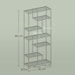Tall Bookcase – Tempered Glass – Gold – 6-Tier Shelving Unit for Living Room, Study, and Office