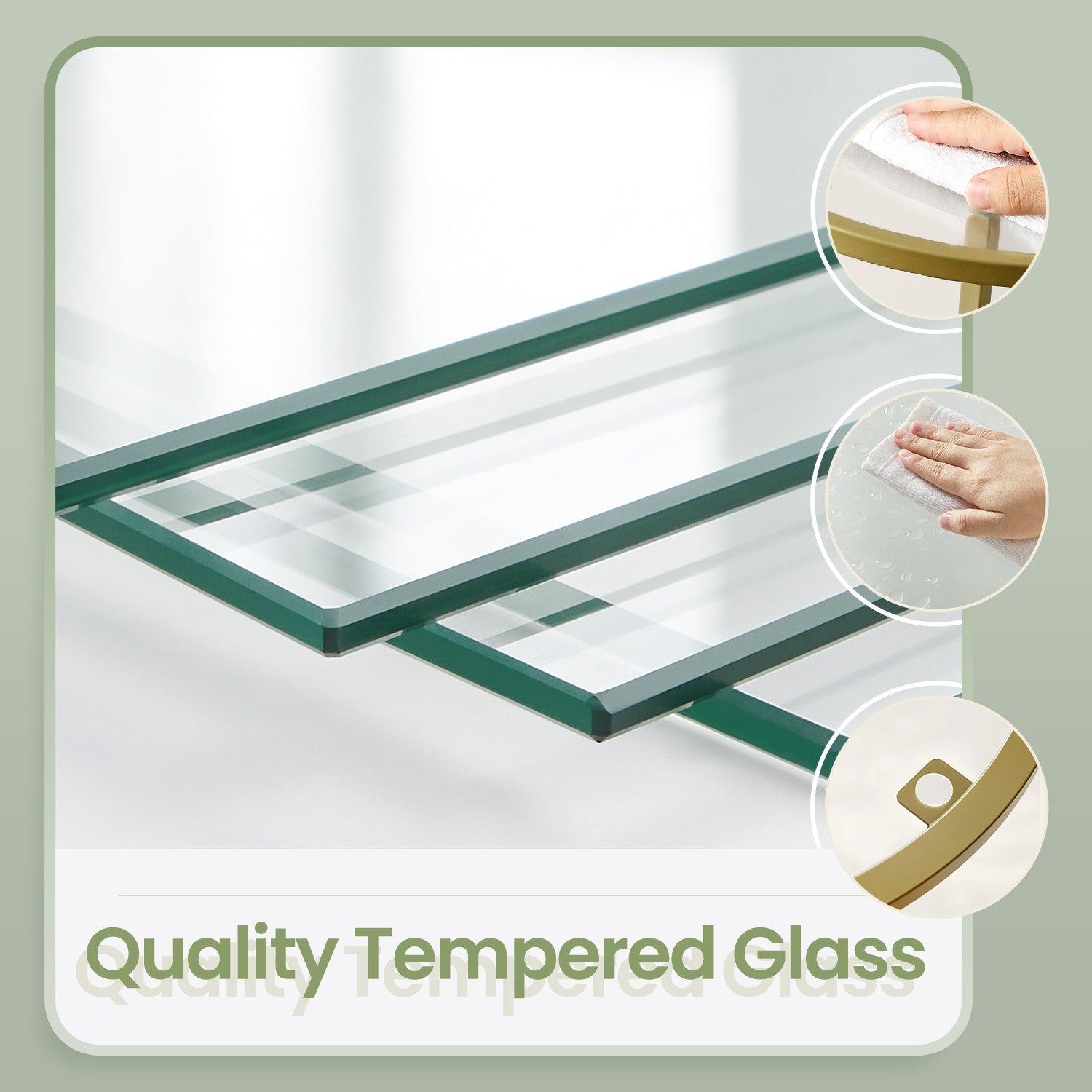 5-Tier Corner Shelf – Glass – Golden – Versatile Free Standing Storage Unit