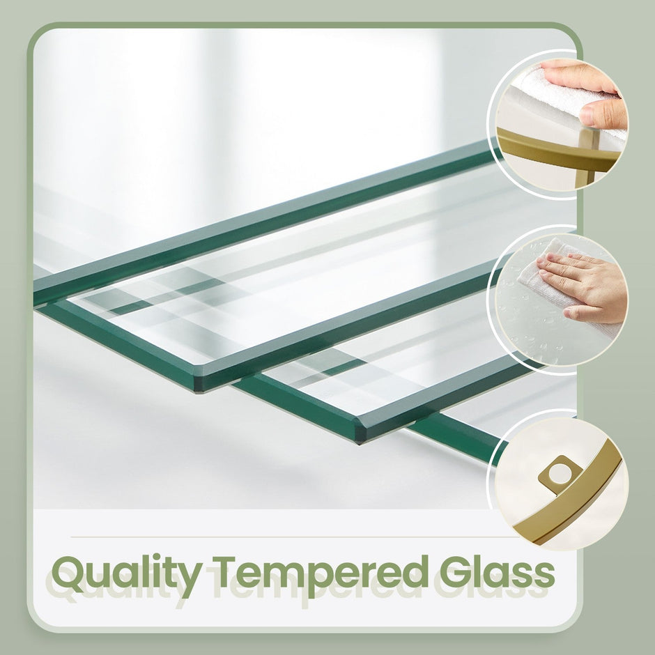 5-Tier Corner Shelf – Glass – Golden – Versatile Free Standing Storage Unit