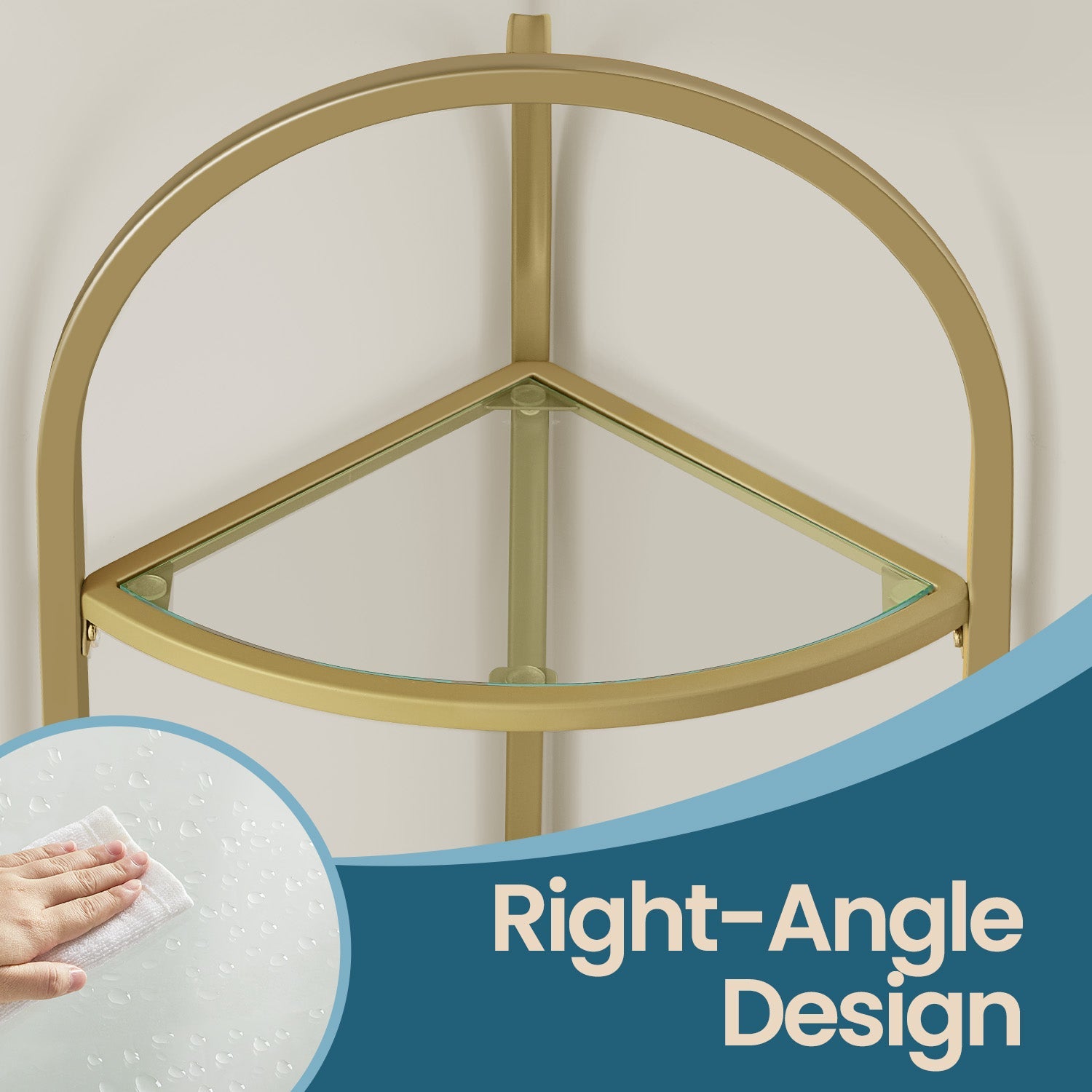 3-Tier Corner Shelf – Tempered Glass – Metal Frame – Multi-Purpose Organizer