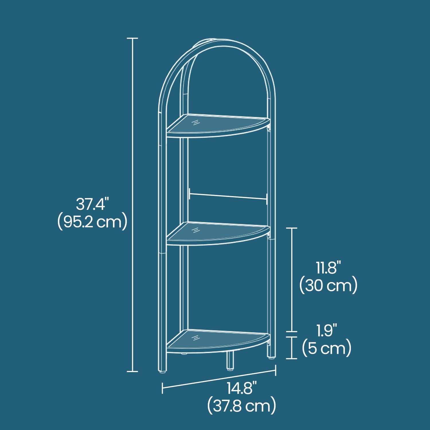 3-Tier Corner Shelf – Tempered Glass – Metal Frame – Multi-Purpose Organizer
