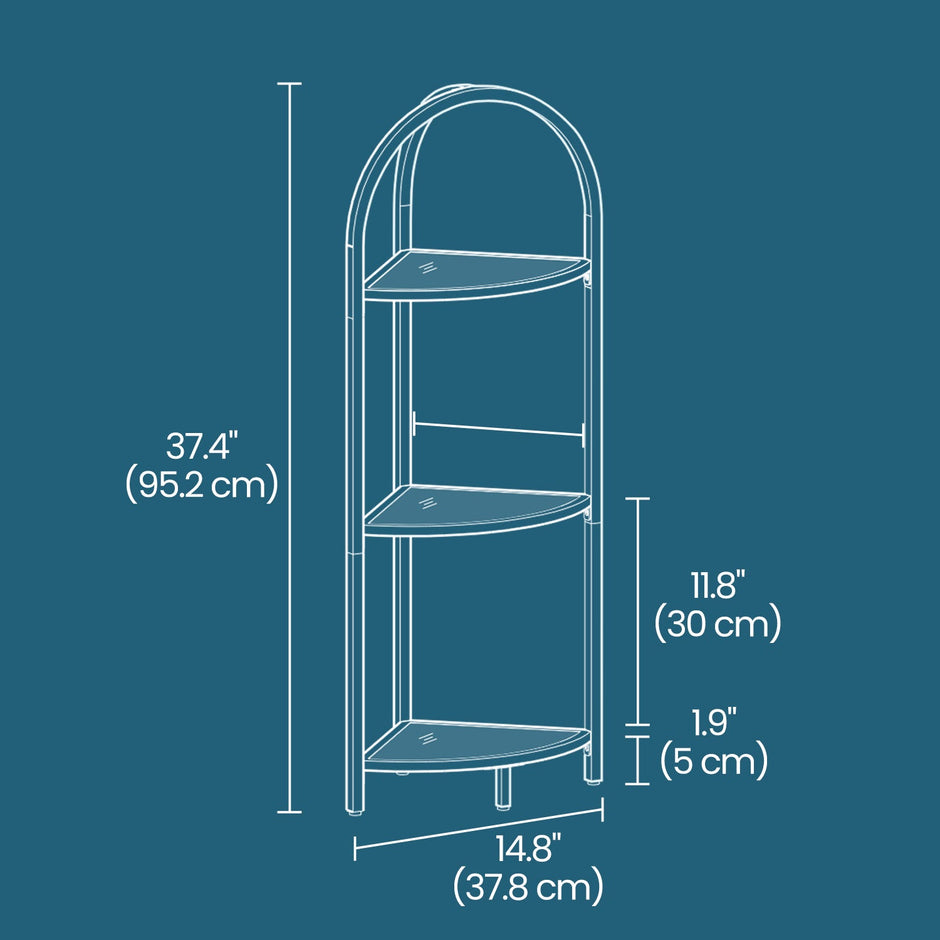 3-Tier Corner Shelf – Tempered Glass – Metal Frame – Multi-Purpose Organizer