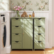 Freestanding Storage Cabinet – Wood – Laurel Green – Modern Design with 4 Drawers