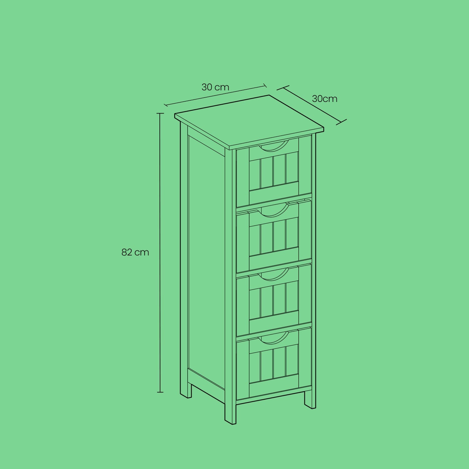 Freestanding Storage Cabinet – Wood – Laurel Green – Modern Design with 4 Drawers