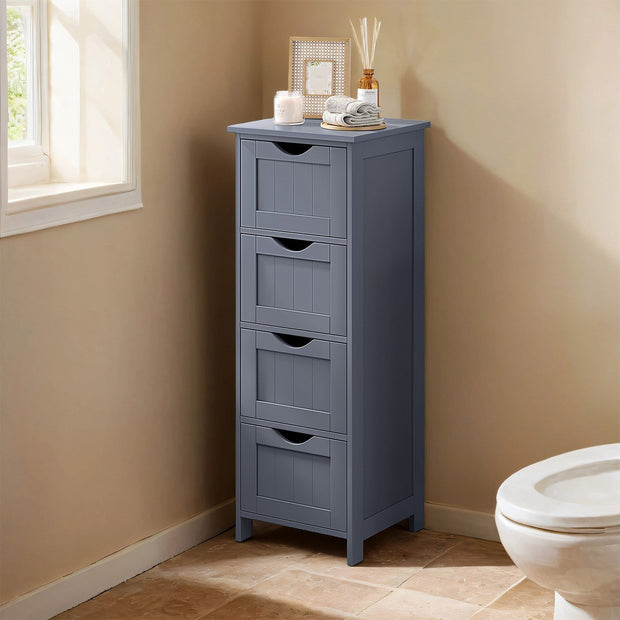 Bathroom Floor Storage Cabinet – Wood – Laurel Green – Freestanding Unit with 4 Drawers