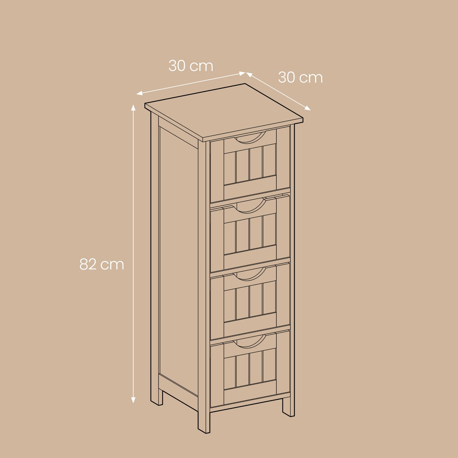 Bathroom Floor Storage Cabinet – Wood – Laurel Green – Freestanding Unit with 4 Drawers