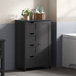Bathroom Floor Storage Cabinet – Wood – Cloud White – Freestanding with 4 Drawers and 1 Door