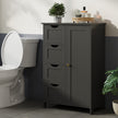 Bathroom Floor Storage Cabinet – Wood – Cloud White – Freestanding with 4 Drawers and 1 Door