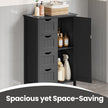 Bathroom Floor Storage Cabinet – Wood – Cloud White – Freestanding with 4 Drawers and 1 Door