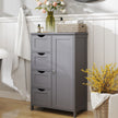 Bathroom Floor Storage Cabinet – Wood – Cloud White – Freestanding with 4 Drawers and 1 Door