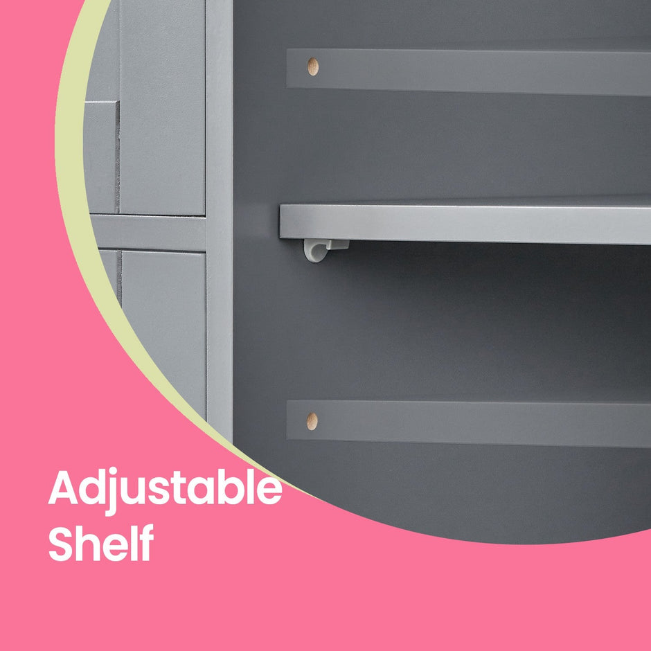 Bathroom Floor Storage Cabinet – Wood – Cloud White – Freestanding with 4 Drawers and 1 Door