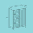 Bathroom Floor Storage Cabinet – Wood – Cloud White – Freestanding with 4 Drawers and 1 Door