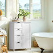 Bathroom Floor Storage Cabinet – MDF – White – 4 Drawers with Adjustable Shelf