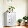 Bathroom Floor Storage Cabinet – MDF – White – 4 Drawers with Adjustable Shelf