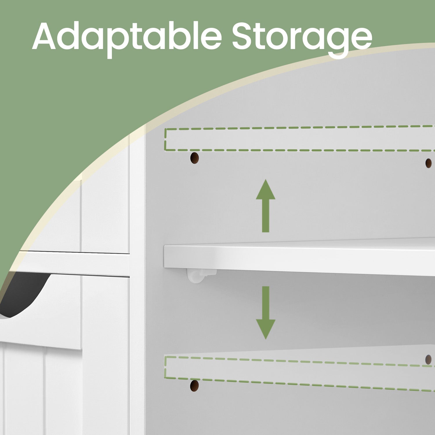 Bathroom Floor Storage Cabinet – MDF – White – 4 Drawers with Adjustable Shelf