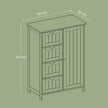Bathroom Floor Storage Cabinet – MDF – White – 4 Drawers with Adjustable Shelf