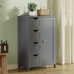 Bathroom Floor Storage Cabinet – Wood – Cloud White – Freestanding with 4 Drawers and 1 Door
