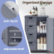 Bathroom Floor Storage Cabinet – Wood – Cloud White – Freestanding with 4 Drawers and 1 Door