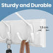 Wall Mounted Coat Rack – Metal – White – 4 Tri-Hooks for Entryway, Bathroom, Closet