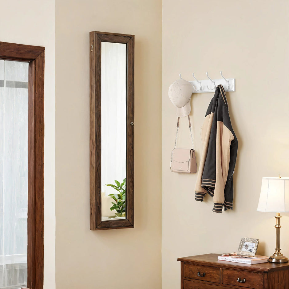 Wall Mounted Coat Rack – Metal – White – 4 Tri-Hooks for Entryway, Bathroom, Closet
