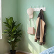 Wall Mounted Coat Rack – Metal – White – 4 Tri-Hooks for Entryway, Bathroom, Closet