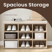 Shoe Bench – Wood – Neutral Color – Padded Seat with 9 Adjustable Compartments