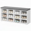 Shoe Storage Bench – Wood – Neutral Color – 12 Compartments, Adjustable Shelves, Padded Seat