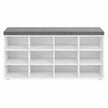 Shoe Storage Bench – Wood – Neutral Color – 12 Compartments, Adjustable Shelves, Padded Seat