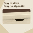 Shoe Storage Bench – Wood and Fabric – Natural Beige – Cushioned Seat with 3 Storage Compartments