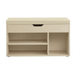 Shoe Storage Bench – Wooden – Beige – Padded Seat with 3 Compartments