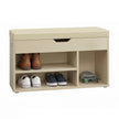 Shoe Storage Bench – Wooden – Beige – Padded Seat with 3 Compartments