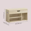 Shoe Storage Bench – Wooden – Beige – Padded Seat with 3 Compartments