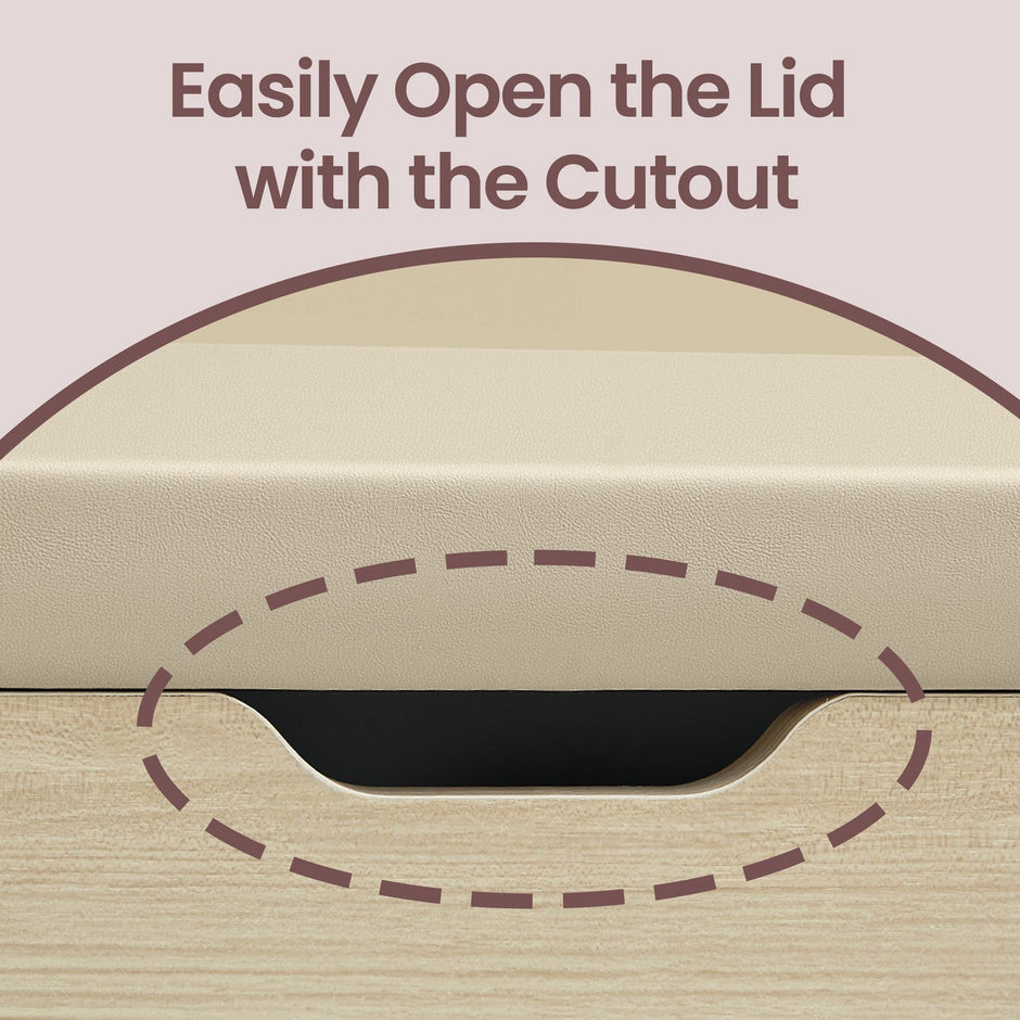 Shoe Storage Bench – Wooden – Beige – Padded Seat with 3 Compartments
