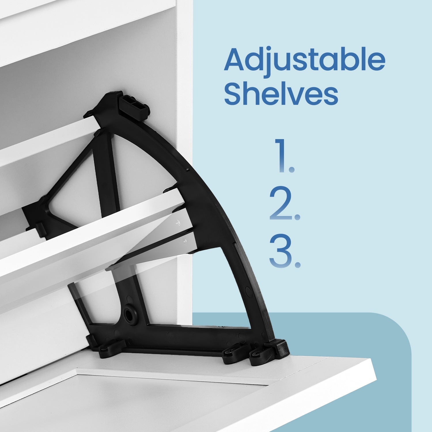 Shoe Bench – Wood – White – Flip-Up Door with Adjustable Interior Shelf and Side Handles