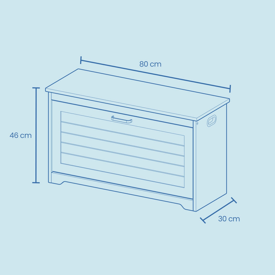 Shoe Bench – Wood – White – Flip-Up Door with Adjustable Interior Shelf and Side Handles