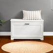 Shoe Bench – Wood – White – Flip-Up Door with Adjustable Interior Shelf and Side Handles