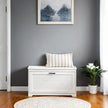 Shoe Bench – Wood – White – Flip-Up Door with Adjustable Interior Shelf and Side Handles