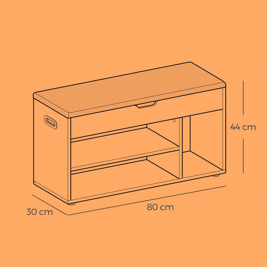 Entryway Storage Bench – Wood – Brown – Hidden Compartments with Padded Seat and Shoe Organiser