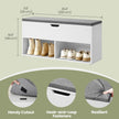 Shoe Bench – Wood – White – Padded Seat with Open and Closed Storage Compartments